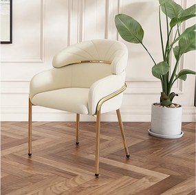 Krzesło do jadalni Velvet - 79 x 45 x 53 cm - do salonu i sypialni - cztery metalowe nogi - beżowe