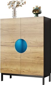 Szafka na buty i witryna 2 w 1 - 90 x 40 x 120 cm - z regulowanymi półkami + diody LED - MDF - naturalny