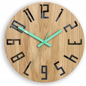 Zegar na ścianę nowoczesny drewniany z dużymi cyframi okrągły cichy loft