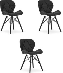 Krzesło Valora WAKO ze skóry ekologicznej w kolorze czarnym, nowoczesny design x3