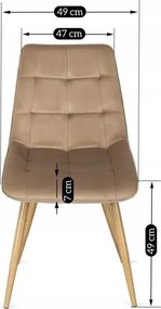 Zestaw Stół Prostokątny Rozkładany CLARK 120-160 cm Dąb Artisan/Czarny i 4 Krzesła Tapicerowane do Salonu RODRI Beżowe Welurowe