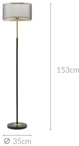 Metalowa lampa podłogowa, czarna, 153 cm