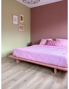 Jasnoróżowe łóżko dwuosobowe z litego drewna sosnowego ze stelażem 180x200 cm Japan – Karup Design