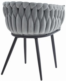 Jasnoszare krzesło do jadalni ORION VELVET z czarnymi nogami