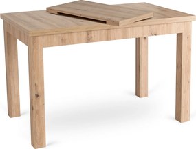 Zestaw Stół Prostokątny Rozkładany SKUBI 120-160 cm Dąb Artisan i 6 Krzeseł Tapicerowanych NEVEL Beżowych Skandynawskich