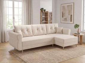 Rozkładana narożna sofa SILVIANO 230x140 cm, kremowa, uniwersalna
