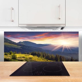 Szkło Dekoracyjne do Kuchni Panorama Gór O Poranku