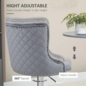 HOMCOM Zestaw 2 taboretów barowych regulowana wysokość obrotowe siedzisko stylowe i wygodne szare | Aosom PL