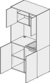 Kuchnia biurowa NIKA ze zlewem i kranem 1000 x 600 x 2000 mm, biały, prawe