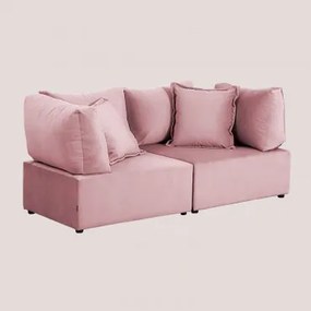 Modułowa Sofa 2-częściowa Z 2 Narożnymi Fotelami W Aksamicie Kata Różowy - Sklum
