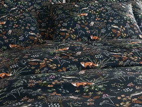 PrzytulneMieszkanie.pl PrzytulneMieszkanie.pl PrzytulneMieszkanie.pl Zestaw pościeli z mikropluszu THE FOX AND THE HARE ciemnozielony + prześcieradło z mikropluszu SOFT 90x200 cm białe, pojedyncze łóżko