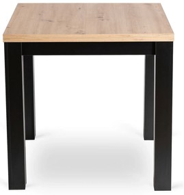 Zestaw Stół Kwadratowy Rozkładany MAX 80-160 cm Dąb Craft/Czarny i 6 Krzeseł Tapicerowanych CHRIS Beżowych Nowoczesnych