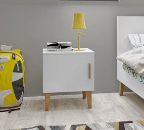 Biała szafka nocna w stylu skandynawskim Kubi