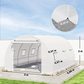 Outsunny tunel foliowy, pokrycie z tworzywa, drzwi z siatki, wsporniki, Biały | Aosom PL