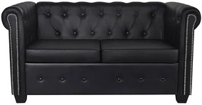 2-osobowa czarna sofa w stylu Chesterfield - Charlotte 2Q