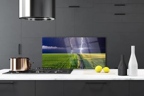 Szkło do Kuchni na Ścianę Potęga Burzy nad Polami