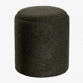 Okrągły Tapicerowany Puf Berkeleni Z Tacką I Schowkiem Ø40 Cm & Tkanina Baranek Boucle Żółty Curri - Sklum