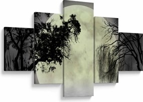 Obraz - Księżyc w pełni nad powierzchnią, wersja czarno - biała (125x70 cm)
