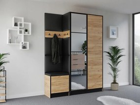 Garderoba EDEN 13  Dąb Craft Złoty + Ekoskóra Czarna