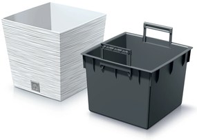 Donica ogrodowa kwadratowa Furu Square Low 24 cm biały PROSPERPLAST