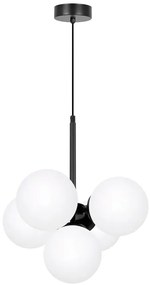 Biała lampa sufitowa z 5 szklanymi kloszami - A689-Tulio