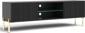 Czarna szafka RTV na złotych nóżkach 135 cm N9-P63
