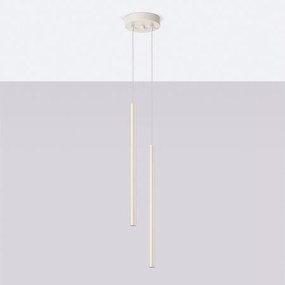 Lampa wisząca nowoczesny Brill, stal - 2 źródło światła 4000K - L.15 x H.104 cm - beżowy