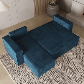 Masseno Narożnik RAVELO z funkcją spania i pojemnikiem na pościel Narozniki L, Rozkładana sofa - Niebieski, MONOLITH 77
