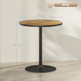 HOMCOM Okrągły Stół Jadalniany, Wykończenie Pod Dąb, Kompaktowy Design, dla 2-4 Osób, Dąb