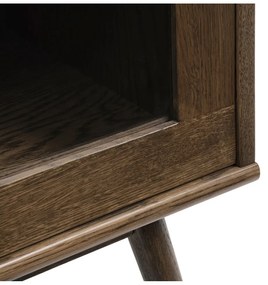 Ciemnobrązowa witryna w dekorze dębu z drzwiami przesuwnymi 110x160 cm Barrali – Unique Furniture