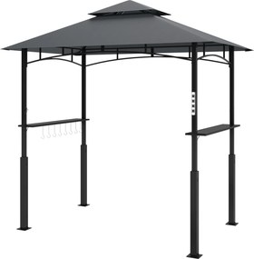 Outsunny Pawilon Grillowy, Ogrodowy Namiot Grillowy z Regałami na Przyprawy, Oświetleniem LED, Metal, Tworzywo sztuczne, 243L x 148S x 248W cm, Szary