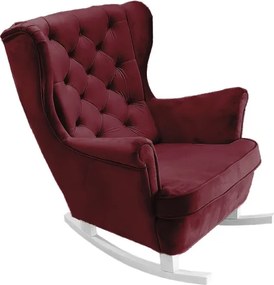 Fotel USZAK bujany tapicerowany z podłokietnikami, kolor Burgundowy tkanina MAGIC VELVET