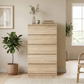 Komoda NUDO 70 cm do Salonu Sypialni 5 Szuflad Dąb sonoma