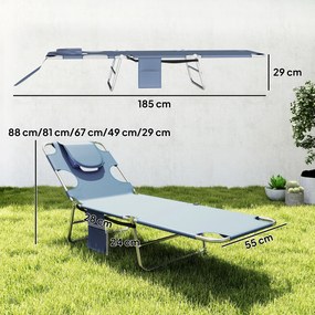 Outsunny Leżanka ogrodowa z wyściełanym otwarciem na twarz, leżanka masażowa na zewnątrz z boczną kieszenią, Tkanina, Metal, Szary