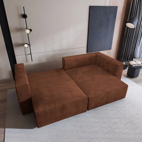 Masseno Narożnik NERIO z funkcją spania i pojemnikiem na pościel Narozniki L, Rozkładana sofa - Brązowy, TILIA 52