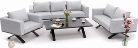 zestaw mebli ogrodowych nowoczesnych luksusowych aluminiowych - MARABELLA - szary z blatem HPL CARRARA BLACK