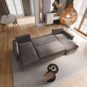 Masseno Narożnik DENI z funkcją spania i pojemnikiem na pościel Narozniki U, Rozkładana sofa - Żółty, MONOLITH 48