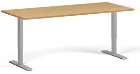 Biurko z regulacją wysokości, 180x80 cm, 1 silnik, szara podstawa, buk