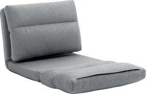 HOMCOM Fotel Podłogowy 3 w 1 Komfortowy 70x72 cm Składany z 6-stopniowym Oparciem Medytacyjny Wyglądem Lnu Wyściełany do Salonu Sypialni Szary | Aosom PL