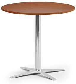 Stolik kawowy AURA, średnica 80 cm, chrom podstawa, czereśnia