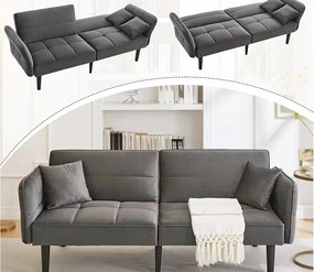 Kanapa 2 w 1 regulowana – 2-osobowa – Aksamit – Szary