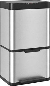 HOMCOM Kosz z czujnikiem 40 l, 3 komory (2 x 12,5 l + 15 l), Soft-Close i funkcja otwarcia, srebrny | Aosom PL