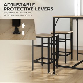 HOMCOM Zestaw stołowy barowy z 4 taboretami 5-elementowy zestaw stołowy stalowy dąb