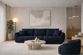 Narożnik z funkcją spania i pojemnikiem TOKYO PREMIUM, tkanina Wind, Ciemnoniebieski, Prawy