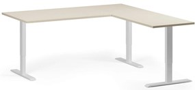 Narożne biurko z regulacją wysokości, 180x180 cm, 3 silniki, L/P, biała podstawa, brzoza