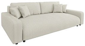 Kremowa sztruksowa rozkładana sofa ze schowkiem 234 cm Sara – Ropez