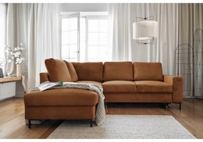 Pomarańczowobrązowy sztruksowy rozkładany narożnik (lewostronny) Lofty Lilly – Miuform