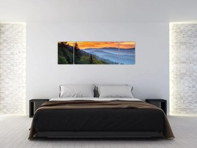 Obraz - Czerwone chmury w górach (170x50 cm)