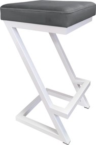 Hoker ZETA krzesło barowe tkanina Welur podstawa metalowa LOFT : Kolor Stelaża - Biały, Kolor tkaniny - VELVET - BL14