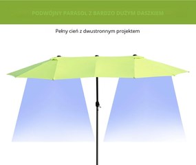 Outsunny Podwójny Parasol Ogrodowy, Parasol na Targi, Parasol Tarasowy z Korbką Ręczną Zielony Owalny 460 x 270 x 240 cm